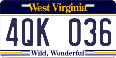 WV license plate 4QK036
