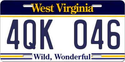 WV license plate 4QK046