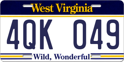 WV license plate 4QK049
