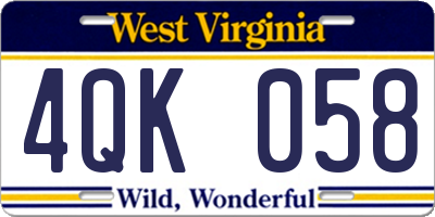 WV license plate 4QK058