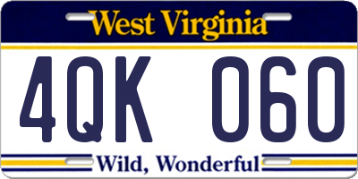 WV license plate 4QK060