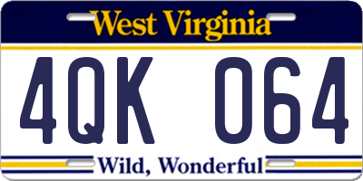 WV license plate 4QK064