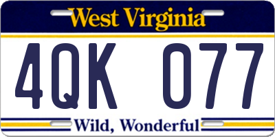 WV license plate 4QK077