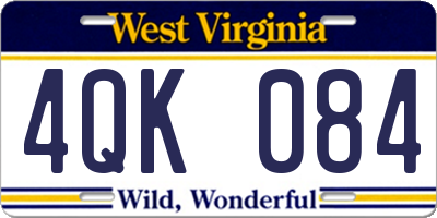 WV license plate 4QK084