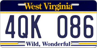 WV license plate 4QK086