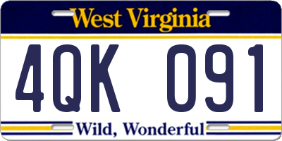 WV license plate 4QK091