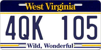 WV license plate 4QK105