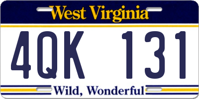 WV license plate 4QK131