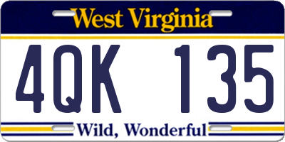 WV license plate 4QK135