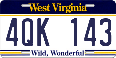 WV license plate 4QK143