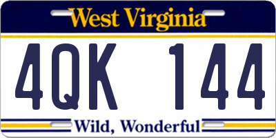 WV license plate 4QK144