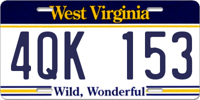 WV license plate 4QK153