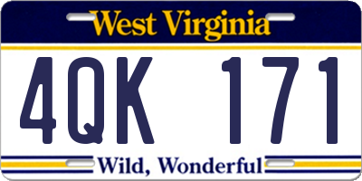 WV license plate 4QK171