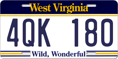 WV license plate 4QK180