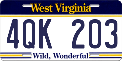 WV license plate 4QK203