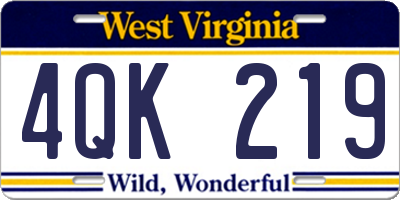 WV license plate 4QK219