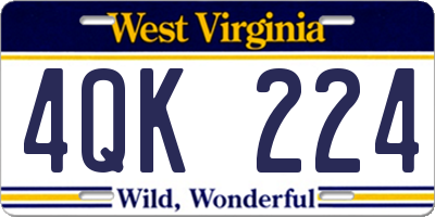 WV license plate 4QK224