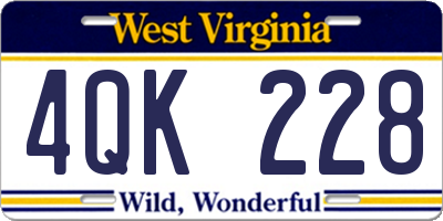 WV license plate 4QK228