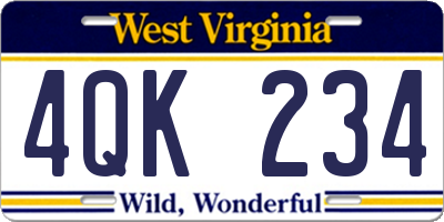 WV license plate 4QK234