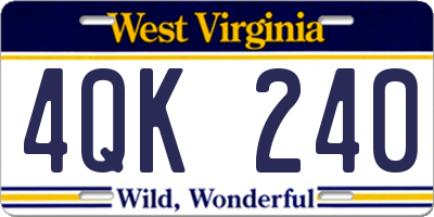 WV license plate 4QK240