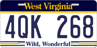 WV license plate 4QK268