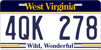 WV license plate 4QK278