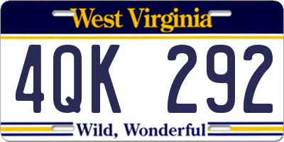 WV license plate 4QK292