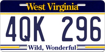 WV license plate 4QK296