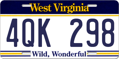 WV license plate 4QK298