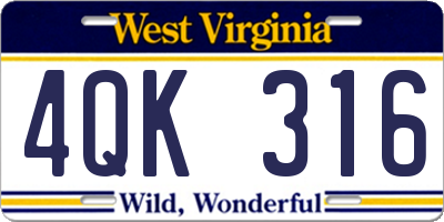 WV license plate 4QK316
