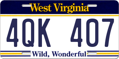 WV license plate 4QK407