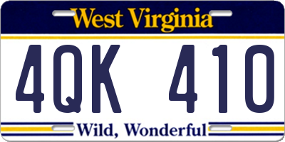 WV license plate 4QK410