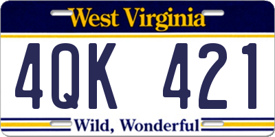 WV license plate 4QK421