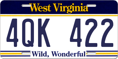 WV license plate 4QK422