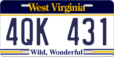 WV license plate 4QK431