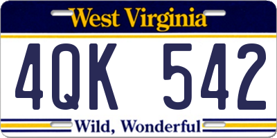 WV license plate 4QK542
