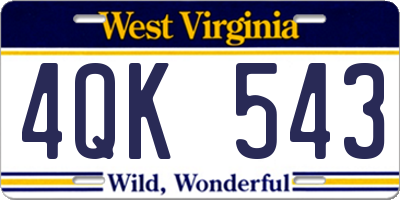 WV license plate 4QK543