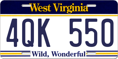 WV license plate 4QK550