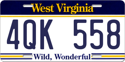 WV license plate 4QK558