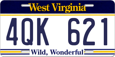 WV license plate 4QK621