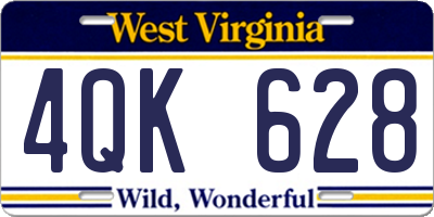 WV license plate 4QK628