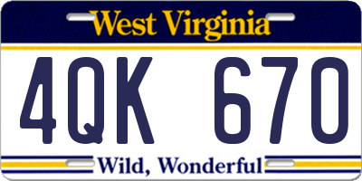 WV license plate 4QK670