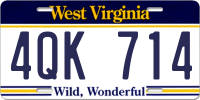 WV license plate 4QK714
