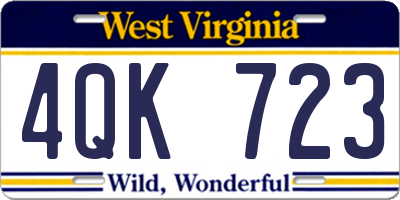 WV license plate 4QK723