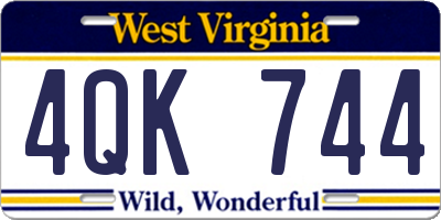 WV license plate 4QK744