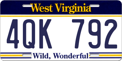 WV license plate 4QK792