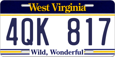 WV license plate 4QK817