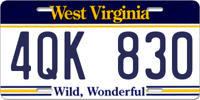 WV license plate 4QK830