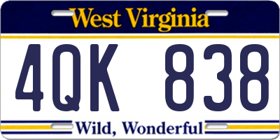 WV license plate 4QK838