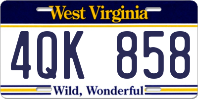 WV license plate 4QK858